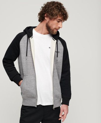 Men's Essential Baseball Zip Hoodie Dark Grey / Dark Grey Fleck Marl/Black - Size: L - Superdry - Modalova