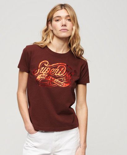 Damen Figurbetontes Workwear T-Shirt mit Folien-Print - Größe: 40 - Superdry - Modalova