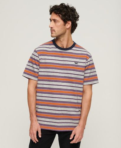 Men's Relaxed Stripe T-Shirt Grey / Grey Marl Stripe - Size: S - Superdry - Modalova