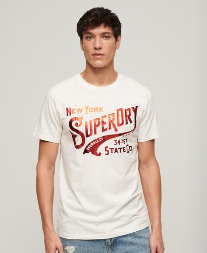 Men's Metallic Workwear Graphic T-Shirt White / Winter White Slub - Size: M - Superdry - Modalova