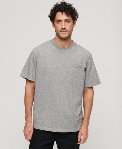 Men's Contrast Stitch Pocket T-Shirt Grey / Washed College Grey Marl - Size: M - Superdry - Modalova