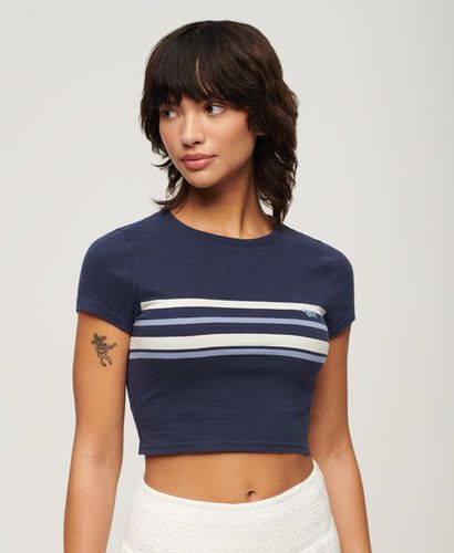 Women's Vintage Stripe Crop T-Shirt Navy / Preppy Navy Stripe - Size: 10 - Superdry - Modalova