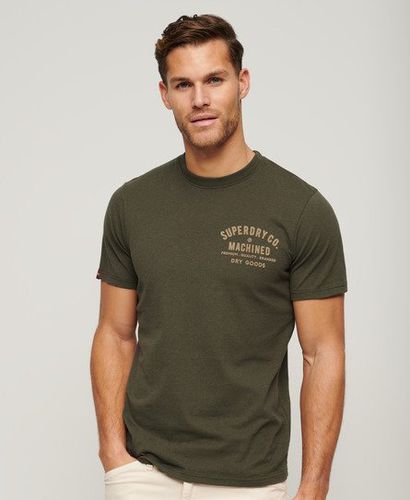 Men's Workwear Flock Graphic T-Shirt Green / Khaki Marl - Size: M - Superdry - Modalova