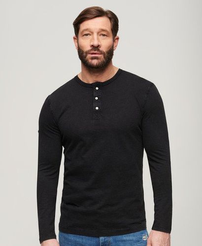Men's Long Sleeve Jersey Grandad Top Black - Size: XL - Superdry - Modalova