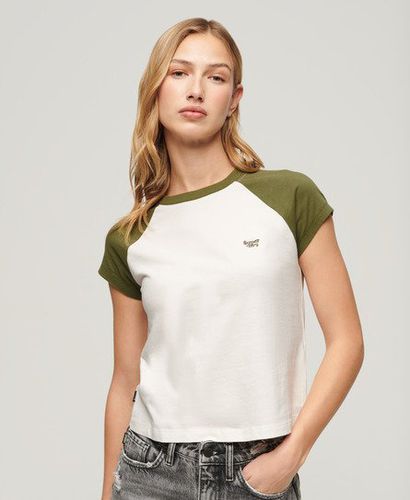 Women's Organic Cotton Essential Logo Raglan T-Shirt Green / Olive Khaki Green/ Off White - Size: 10 - Superdry - Modalova