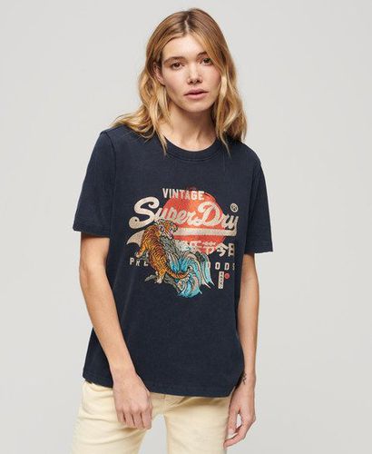 Ladies Classic Tokyo Relaxed T-Shirt, Blue, Size: 12 - Superdry - Modalova