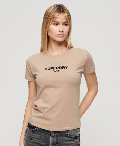 Women's Sport Luxe Logo Fitted Cropped T-Shirt Light Grey / Warm Grey - Size: 10 - Superdry - Modalova