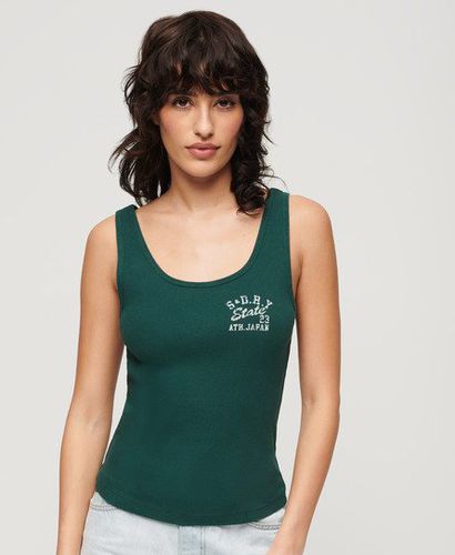 Women's Athletic Essentials Ribbed Vest Top Green / Dark Pine Green - Size: 8 - Superdry - Modalova