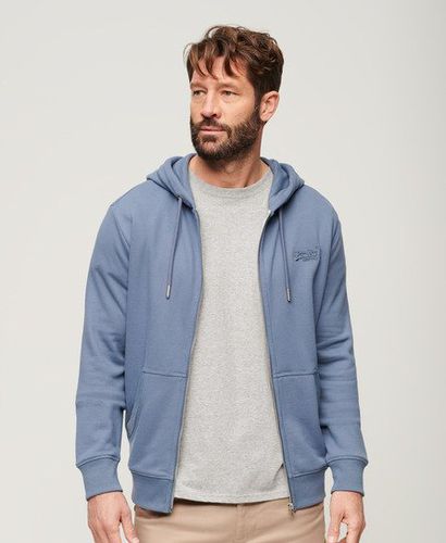 Men's Essential Logo Zip Hoodie Blue / Heritage Washed Blue - Size: L - Superdry - Modalova