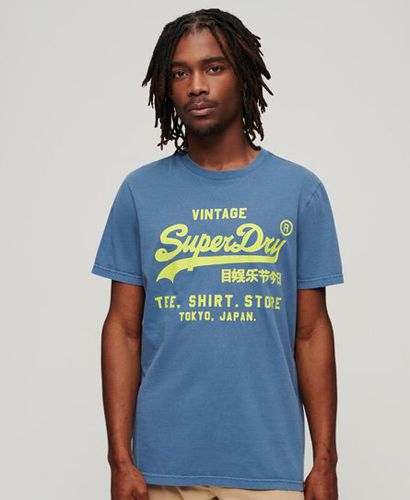 Mens Neon Vintage Logo T-Shirt, Blue and Green, Size: M - Superdry - Modalova