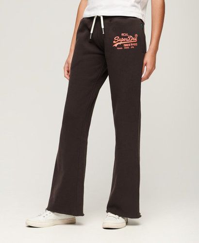 Ladies Classic Embroidered Neon Vintage Logo Low Rise Flare Joggers, Black, Size: 14 - Superdry - Modalova
