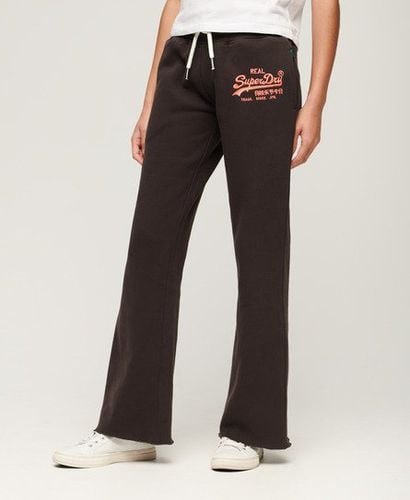 Women's Neon Vintage Logo Low Rise Flare Joggers Black / Bison Black - Size: 10 - Superdry - Modalova