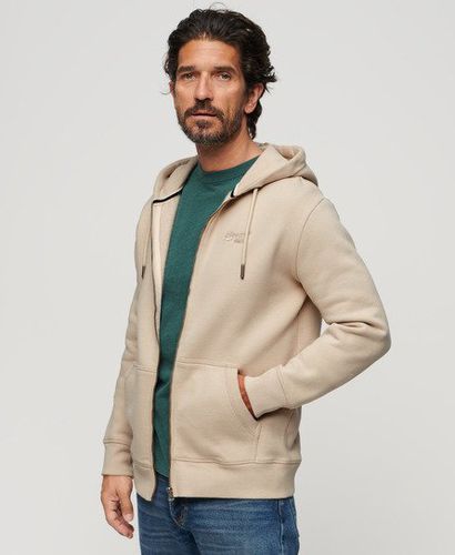 Men's Essential Logo Zip Hoodie Beige / Light Stone Beige - Size: M - Superdry - Modalova