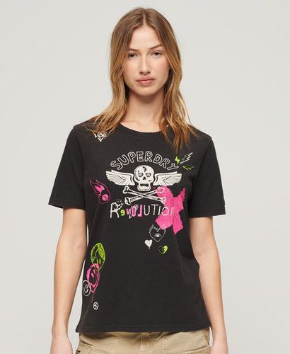 Damen Lässiges Lo-Fi T-Shirt mit Punk-Poster - Größe: 40 - Superdry - Modalova