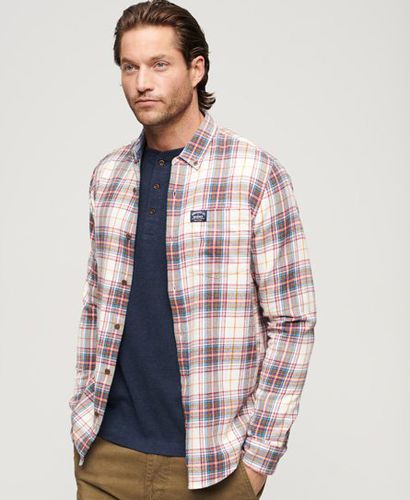 Men's Long Sleeve Cotton Lumberjack Shirt White / Drayton Check Optic - Size: L - Superdry - Modalova