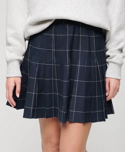 Women's Vintage Pleated Mini Skirt Navy / Vintage Navy Check - Size: 12 - Superdry - Modalova