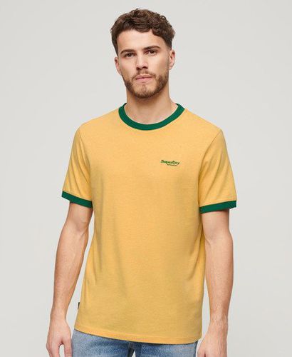 Men's Essential Logo Ringer T-Shirt Yellow / Canary Yellow Marl/Drop Kick Green - Size: L - Superdry - Modalova