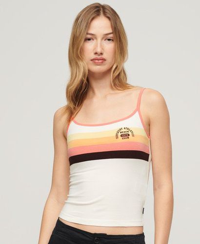 Women's Athletic Essentials Branded Cami Top / Sunset Coral Stripe - Size: 16 - Superdry - Modalova