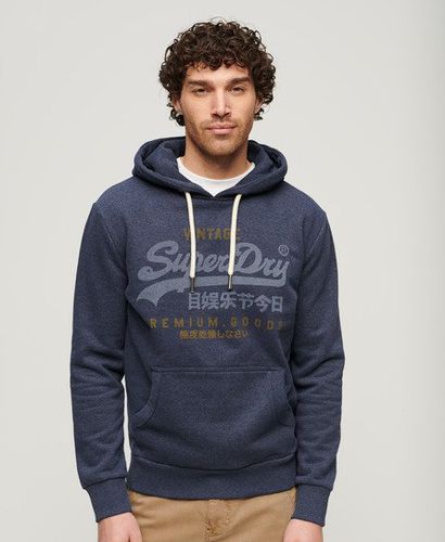 Men's Classic Vintage Logo Heritage Hoodie Blue / Indigo Marl - Size: L - Superdry - Modalova