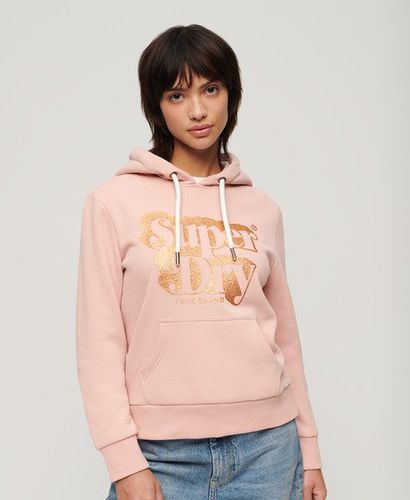 Ladies Classic Retro Glitter Logo Hoodie, Pink, Size: 10 - Superdry - Modalova