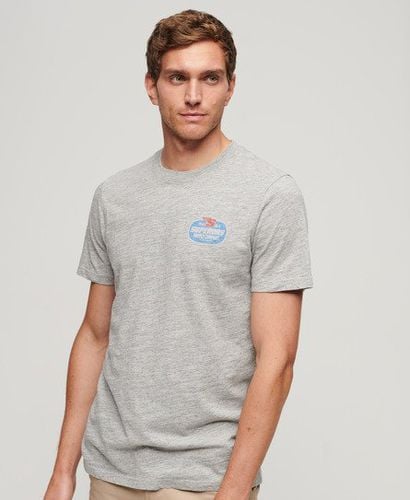 Mens Embroidered Vintage Americana Back Print T-Shirt, Grey, Size: S - Superdry - Modalova