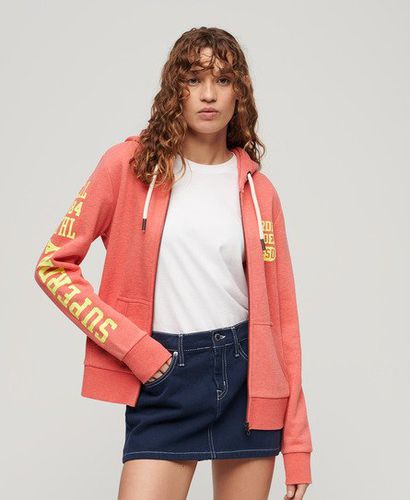 Women's Super Athletic Graphic Zip Hoodie Red / Coral Red Marl - Size: 10 - Superdry - Modalova