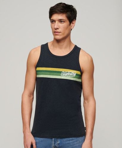 Men's Cali Striped Logo Vest Top Navy / Eclipse Navy Slub - Size: S - Superdry - Modalova