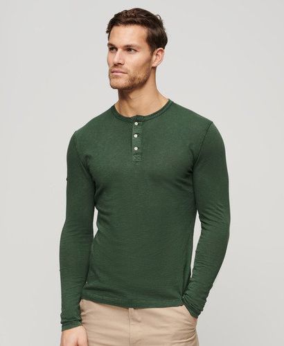 Men's Long Sleeve Jersey Grandad Top Green / Ivy Green - Size: L - Superdry - Modalova