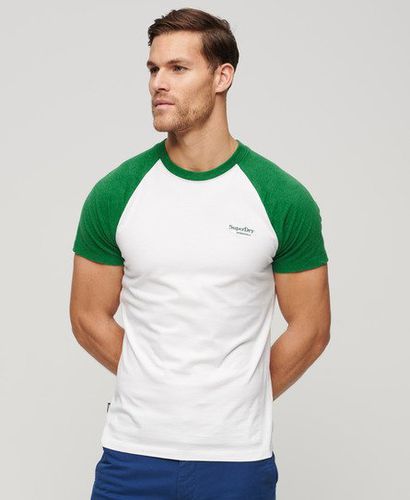 Men's Organic Cotton Essential Logo Baseball T-Shirt / Optic/Field Marl - Size: L - Superdry - Modalova