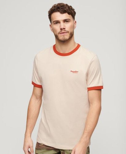 Men's Essential Logo Ringer T-Shirt / Oatmeal/Denim Co Rust - Size: L - Superdry - Modalova
