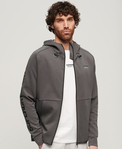 Men's Sport Tech Logo Loose Zip Hoodie Dark Grey / Dark Slate Grey - Size: Xxxl - Superdry - Modalova