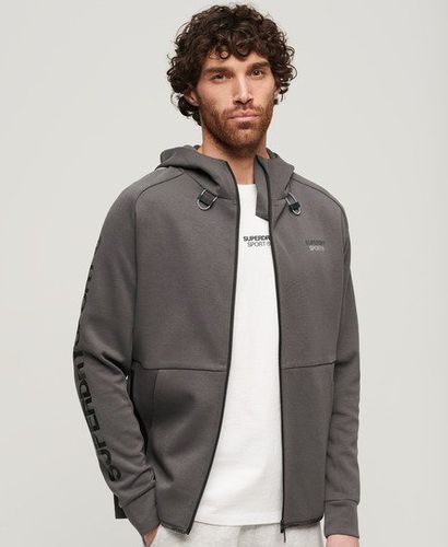 Mens Classic Embroidered Logo Sport Tech Loose Zip Hoodie, Dark Grey, Size: L - Superdry - Modalova