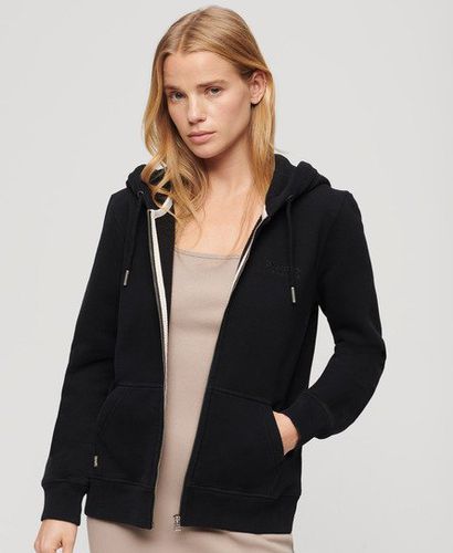 Women's Essential Logo Zip Hoodie Black - Size: 14 - Superdry - Modalova