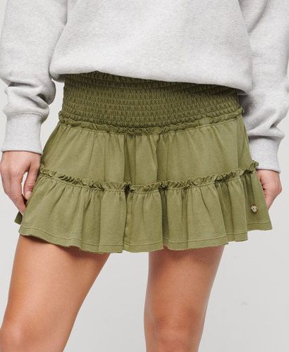 Women's Tiered Jersey Mini Skirt Khaki / Olive Khaki - Size: 10 - Superdry - Modalova