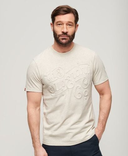 Men's Embossed Archive Graphic T-Shirt Cream / Oat Cream Marl - Size: L - Superdry - Modalova