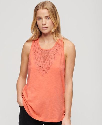 Women's Jersey Lace Vest Cream / Fusion Coral - Size: 10 - Superdry - Modalova