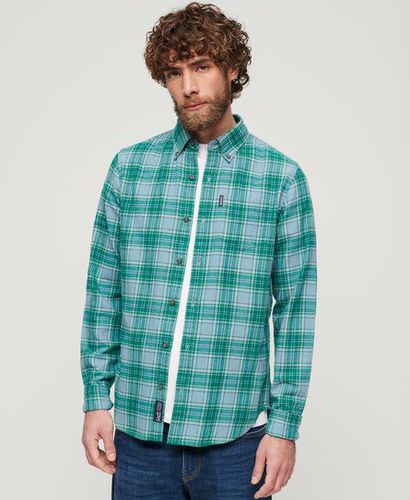 Men's Organic Cotton Vintage Check Shirt Blue / Teal Check - Size: L - Superdry - Modalova