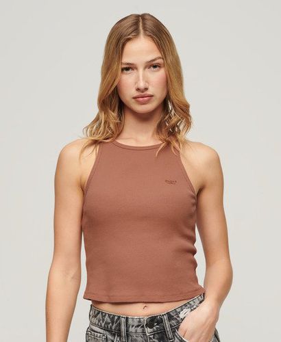 Women's Essential Logo Racer Vest Top Brown / Mocha Mousse Brown - Size: 14-16 - Superdry - Modalova