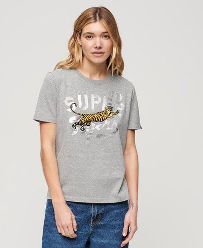 Ladies Classic Embroidered Reworked Classics T-Shirt, Grey, Size: 10 - Superdry - Modalova