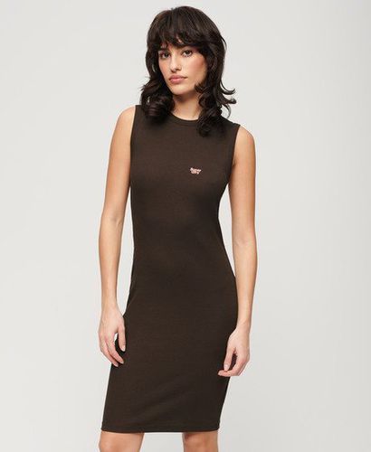 Women's Rib Bodycon Midi Dress Brown / Dark Brown - Size: 16 - Superdry - Modalova