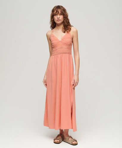 Women's Jersey Lace Maxi Dress Cream / Fusion Coral - Size: 12 - Superdry - Modalova