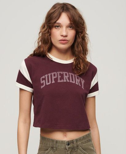 Women's Athletic Graphic Ringer T-Shirt / Port Red - Size: 8 - Superdry - Modalova