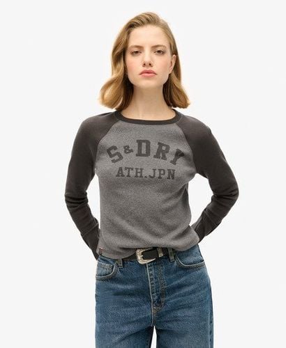 Women's Athletic Essentials Rib Slim Long Sleeve Top Dark Grey / Slate Grey Marl/ Bison Black - Size: 10-12 - Superdry - Modalova