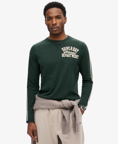 Men's Vintage Athletic Long Sleeve Striped Top Green / Academy Dark Green - Size: L - Superdry - Modalova