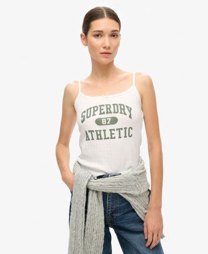 Women's Athletic Essentials Graphic Pointelle Cami Top White / Off White - Size: 10-12 - Superdry - Modalova