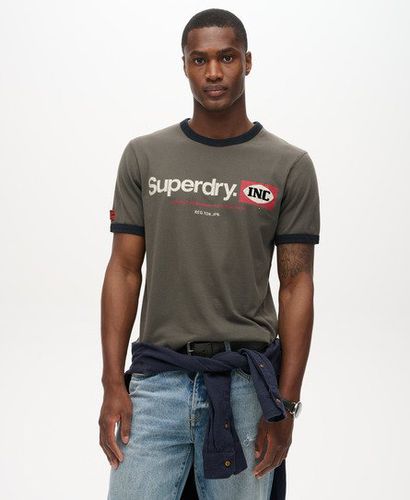 Men's Core Logo Ringer Workwear Graphic T-Shirt Dark Grey / Dusky Slate Grey - Size: L - Superdry - Modalova