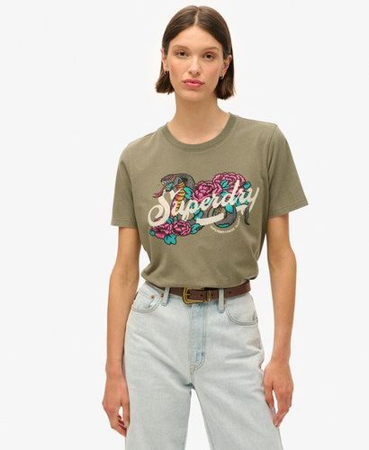 Damen Lässiges T-shirt mit Tattoo-schriftzug - Größe: 36 - Superdry - Modalova