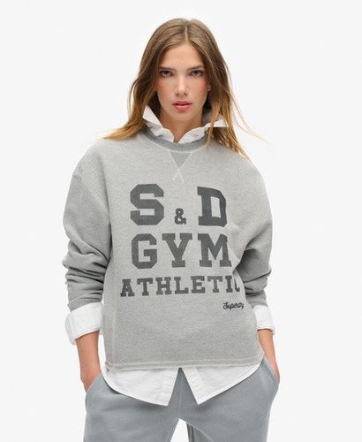 Women's Athletic Essentials Loose Crop Crew Sweatshirt Grey / Grey Marl - Size: 14 - Superdry - Modalova