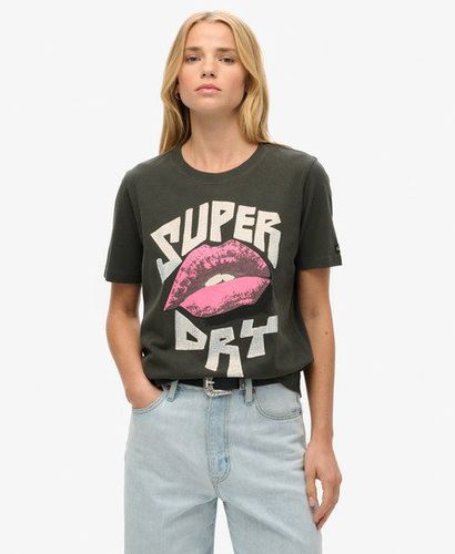 Women's Lo-Fi Punk Poster Relaxed T-Shirt Black/Pink / Washed Black - Size: 16 - Superdry - Modalova