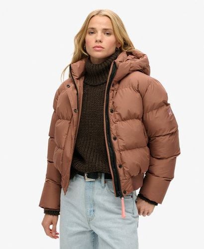 Women's Hooded Sports Puffer Bomber Jacket Brown / Nutmeg Spice Brown - Size: 14 - Superdry - Modalova